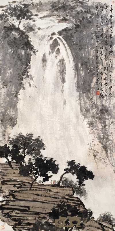 傅抱石 1963年作 镜泊飞瀑 立轴 138.5×69.5cm